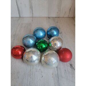 Vintage Mercury silver‎ ball blue red glass ornament Xmas set